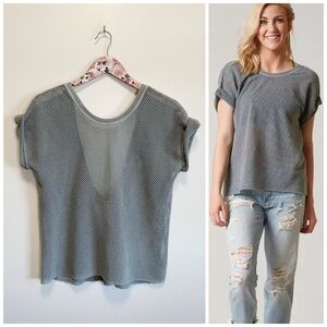 FREE PEOPLE Movement Hot Stuff Gray Mesh Knit Top XS Oversized